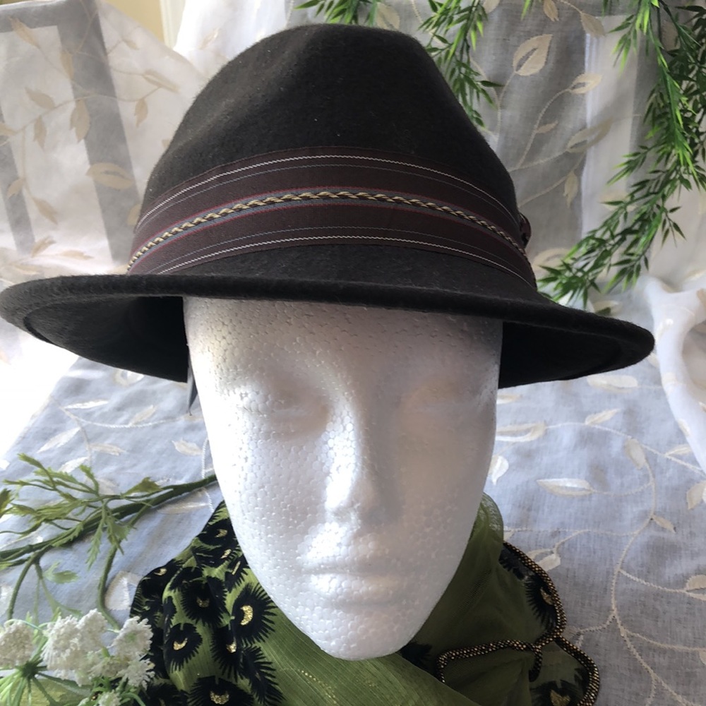 Stacy Adams 100% Wool CHOCOLATE Fedora Hat MEDIUM - Picture 11 of 13